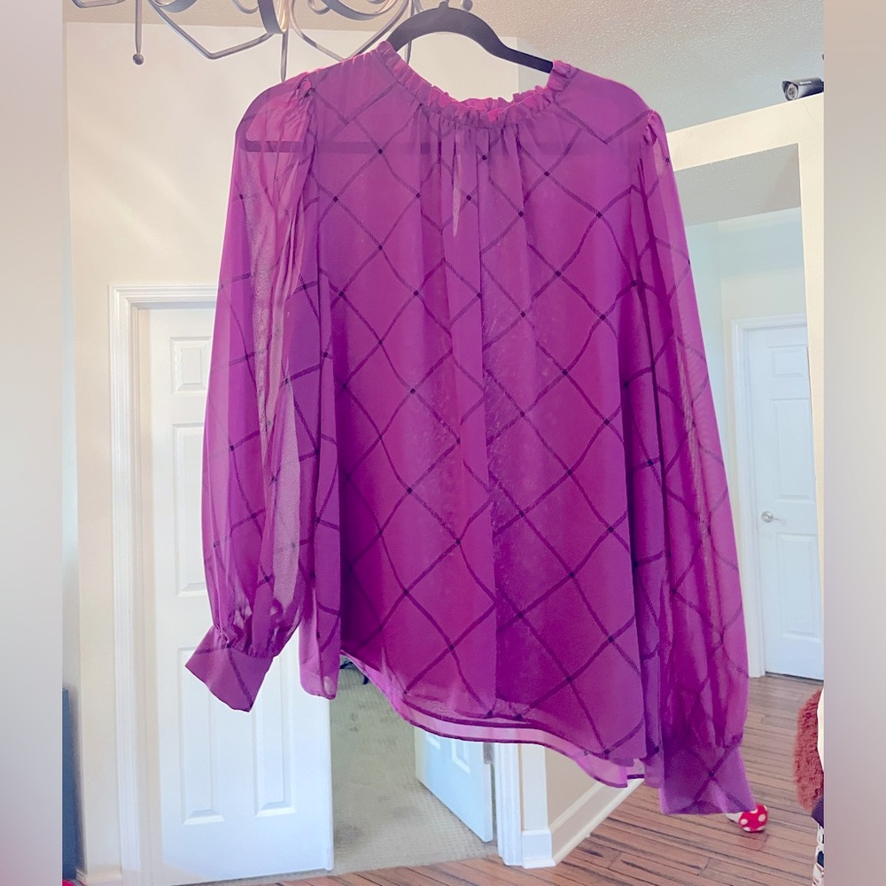 Purple ruffle neck Worthington blouse size large